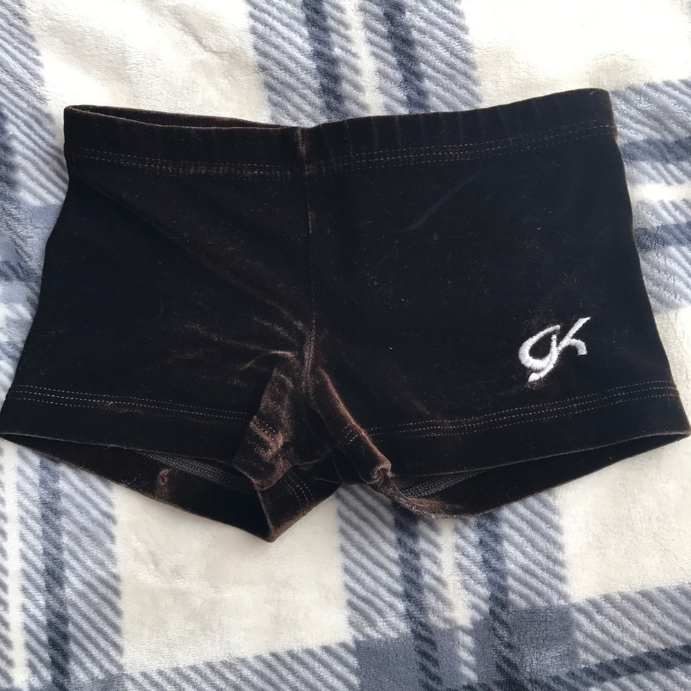 GK Elite CM Brown Velour gymnastics shorts